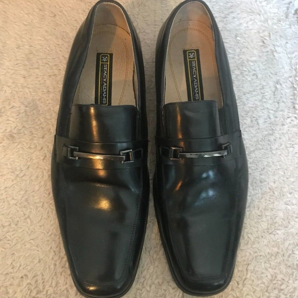 Stacy Adams Black Leather Dress Casual Slip On Loafers Shoes Men's Size 11 M